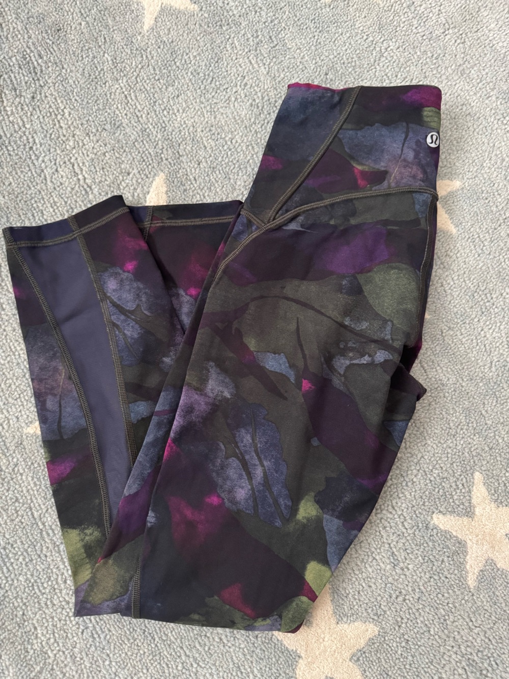 lululemon athletica Purple, Black & Green Abstract Print Leggings